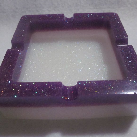 Purple and White Shimmer Trinket Bowl / Ashtray - Picture 2 of 4